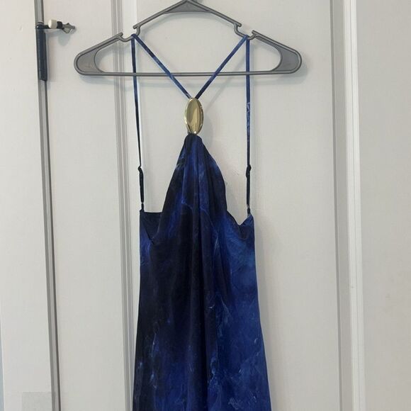 SIMKHAI Sunnie Maxi Gown in Blue Rock Crystal Print Sz M NWT - Picture 6 of 12